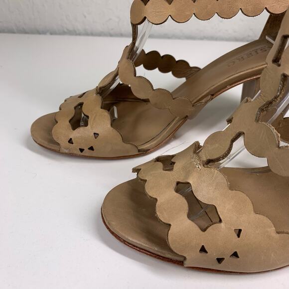 MASIERO Tan Leather Eyelet Strappy Open Toe Heeled Sandals Size 7 - Picture 2 of 10